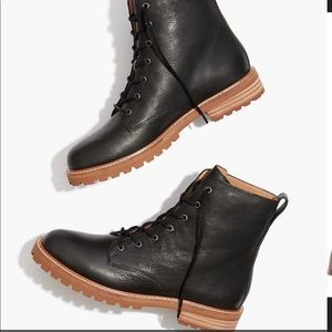 Madewell Clair black lace up boot with contrasting brown sole